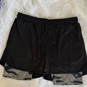 Black Athletic Shorts with Camo Accents